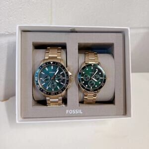 Fossil BQ2754SET His and Hers Multifunction Gold-Tone Stainless Steel Watch